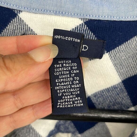 Land's End Womens Gingham‎ Long Sleeve Flannel Button Up Shirt Blue Size Small - Picture 5 of 8